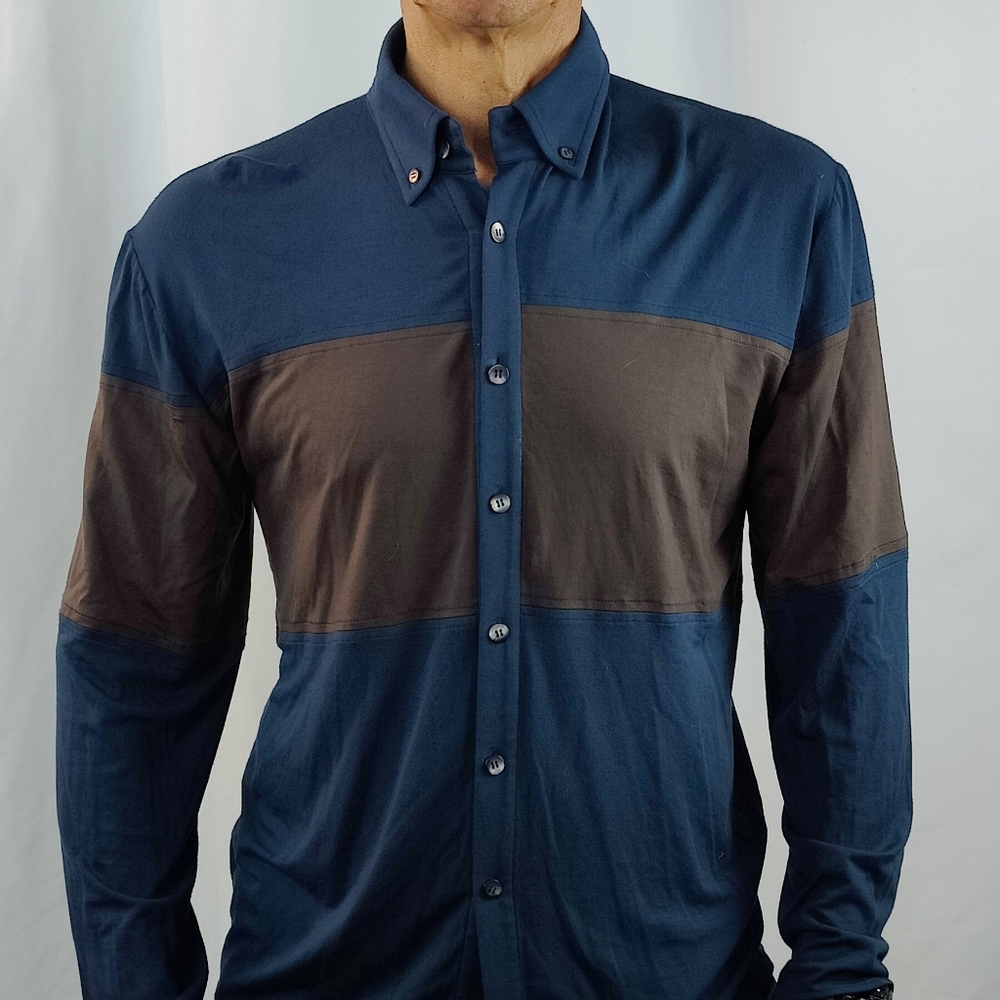 Men's button down 2 tone shirt in modal jersey